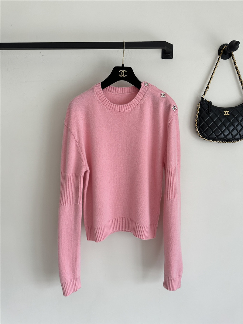 Ch**el logo shoulder button cashmere sweater replica clothing