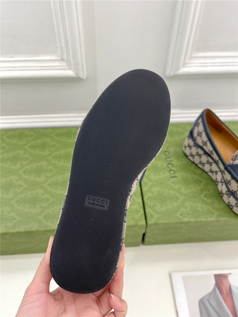 Gvc*1 horsebit wedge loafer in beige and blue gg canvas