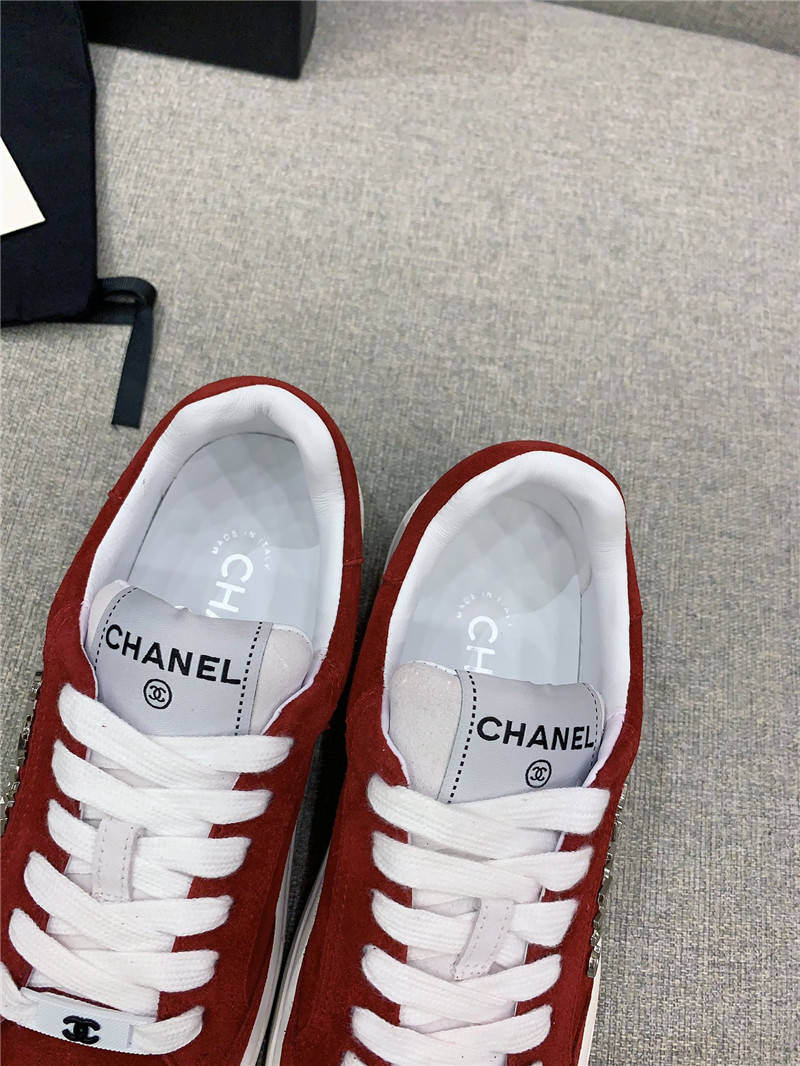 Ch**el red lace-up trainers