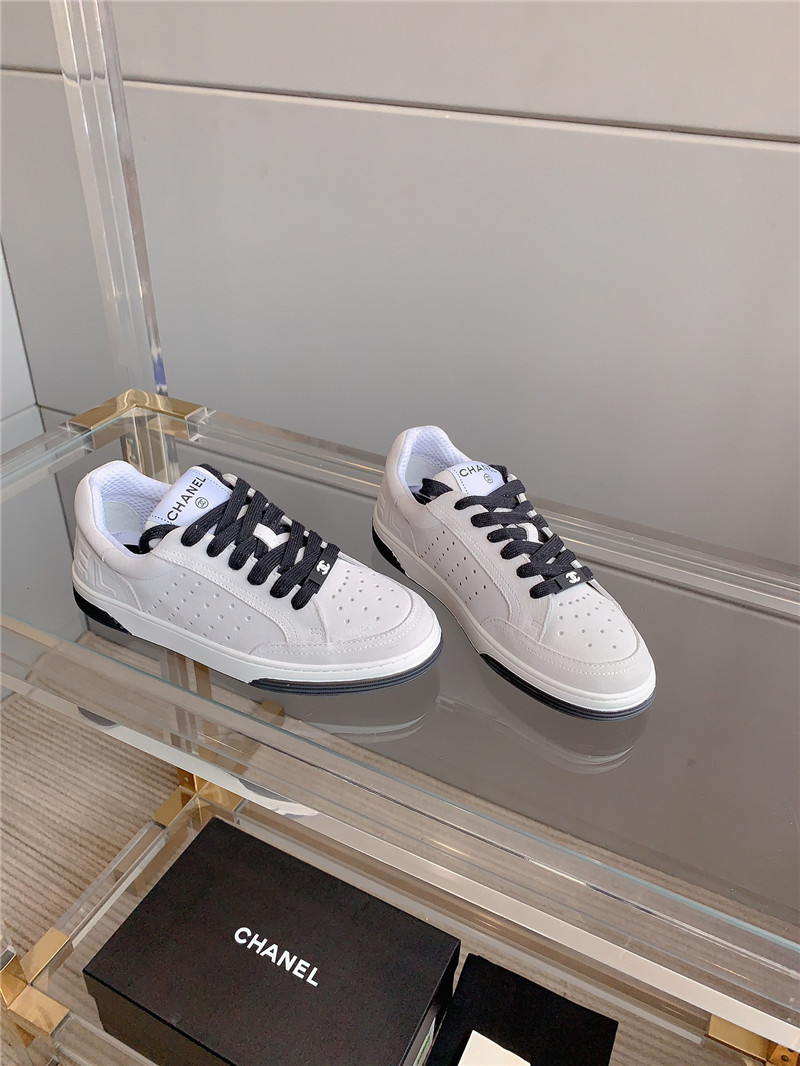 Ch**el calfskin lace-up low top sneakers