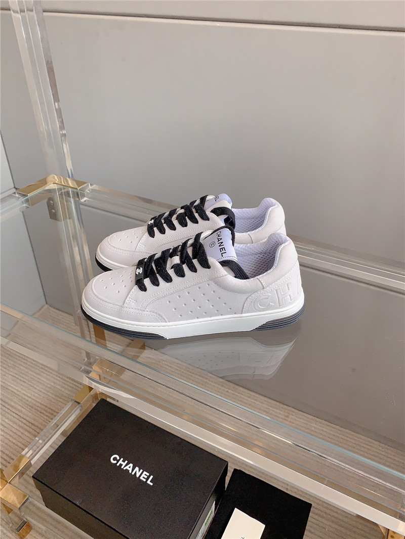 Ch**el calfskin lace-up low top sneakers