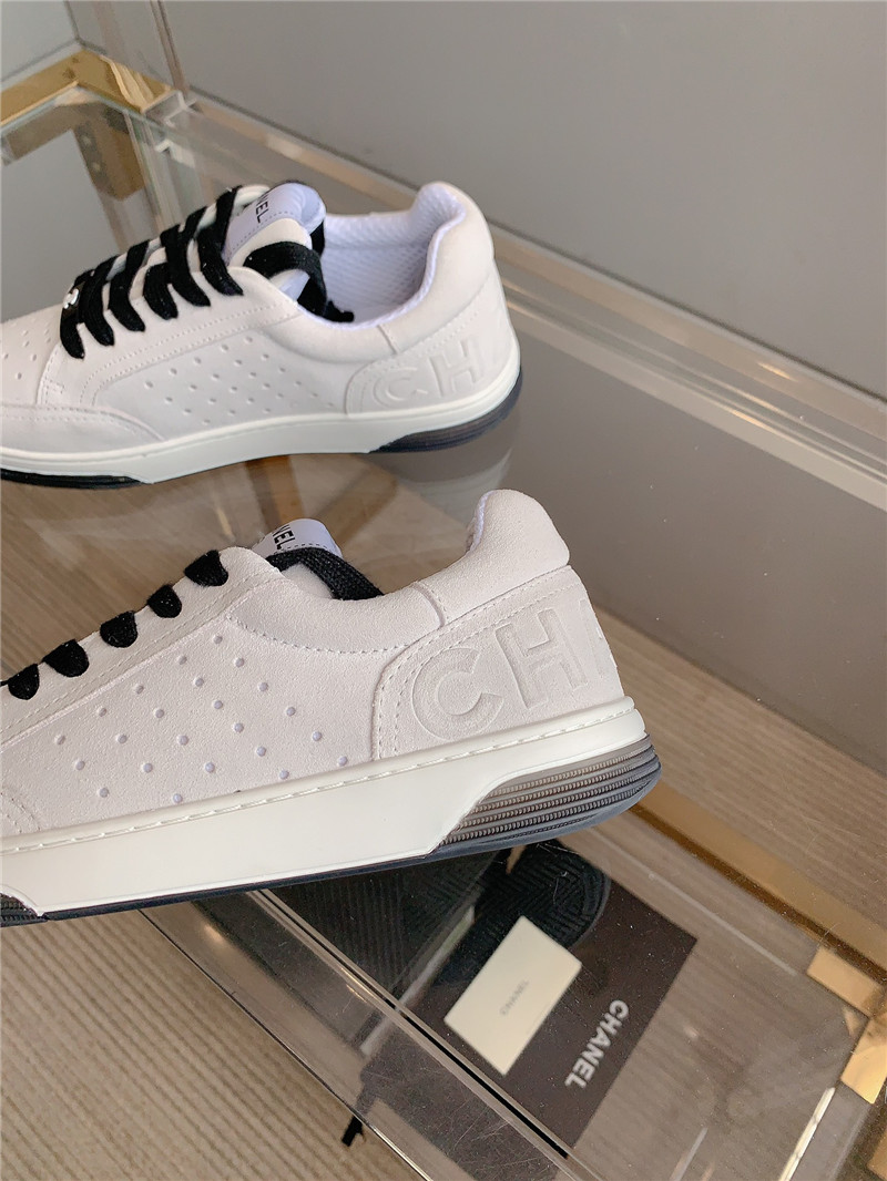 Ch**el calfskin lace-up low top sneakers