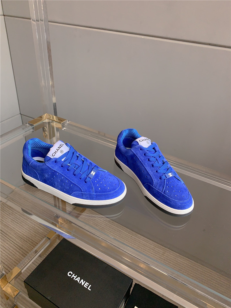 Ch**el blue suede lace-up sneakers