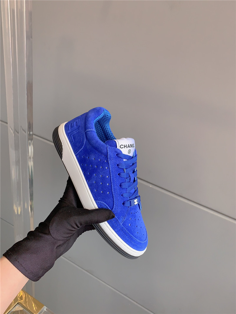 Ch**el blue suede lace-up sneakers