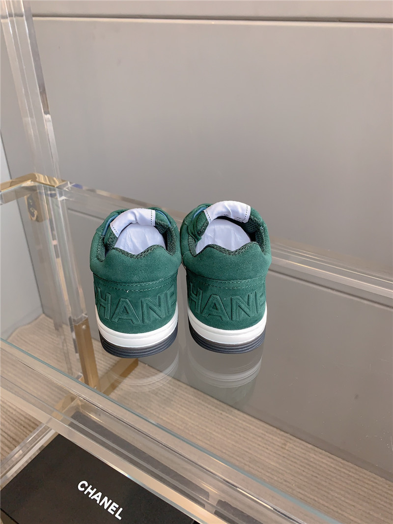 Ch**el green suede lace-up sneakers