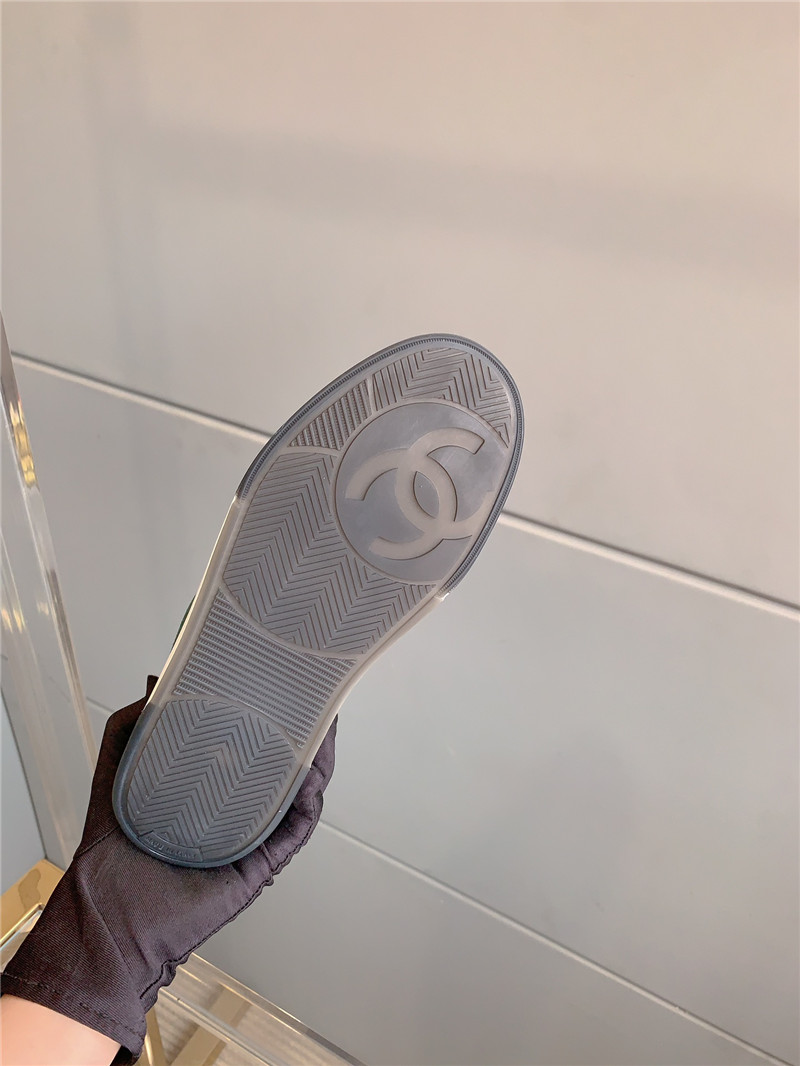 Ch**el green suede lace-up sneakers