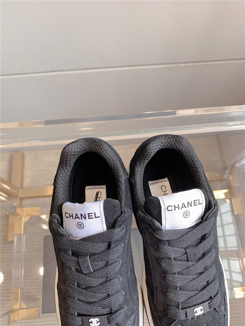 Ch**el black suede lace-up sneakers