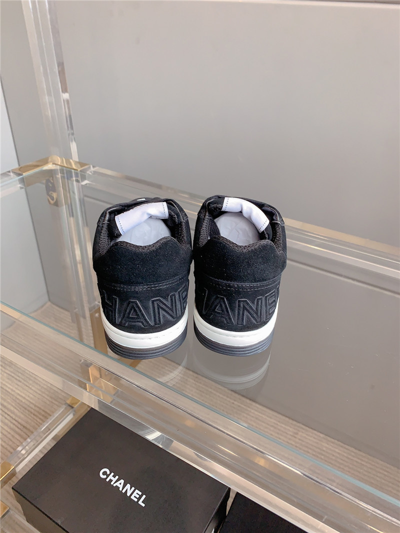 Ch**el black suede lace-up sneakers