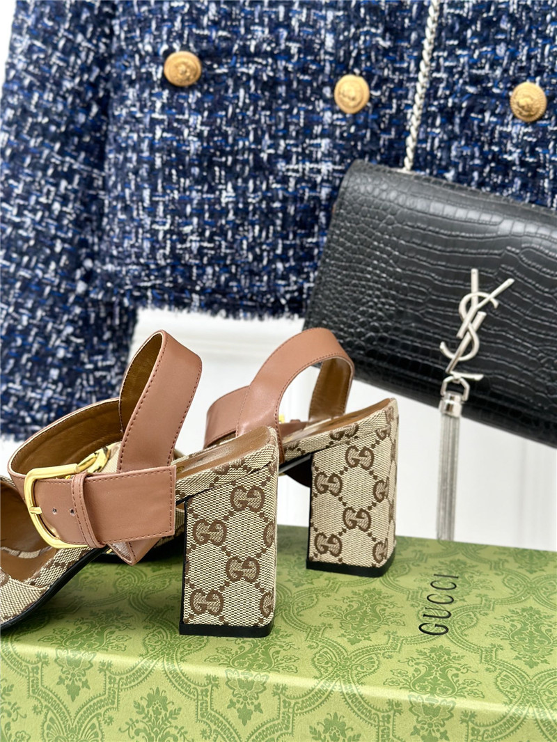 Gvc*1 horsebit sandal in beige and ebony gg canvas