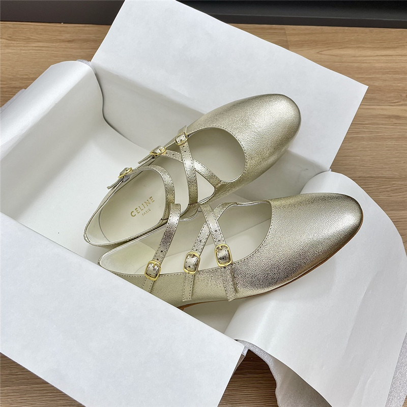 Ce1i*e criss-cross ballerinas in silver smooth leather