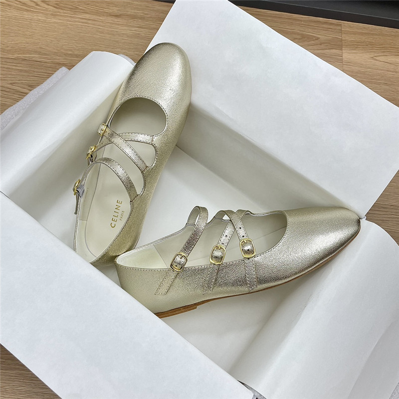 Ce1i*e criss-cross ballerinas in silver smooth leather