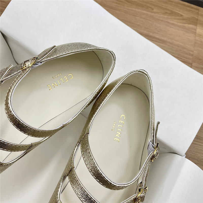 Ce1i*e criss-cross ballerinas in silver smooth leather