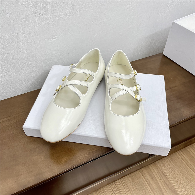 Ce1i*e criss-cross babies ballerinas white patent calfskin