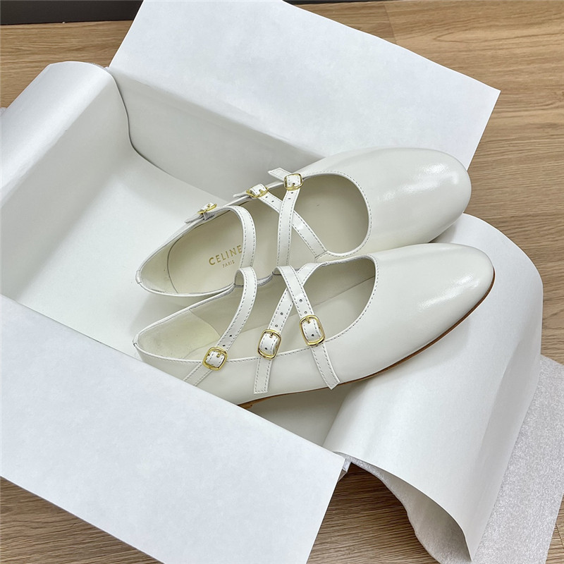 Ce1i*e criss-cross babies ballerinas white patent calfskin
