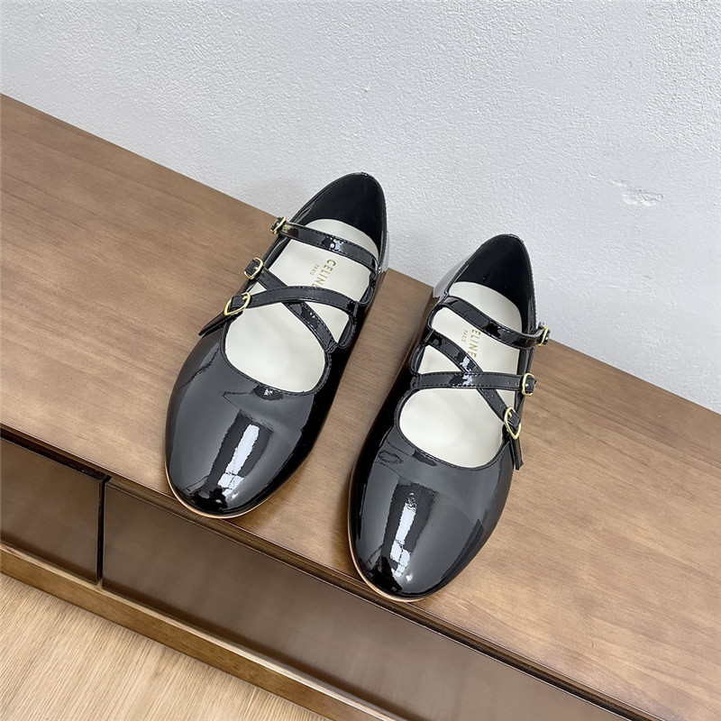 Ce1i*e criss-cross babies ballerinas black patent calfskin