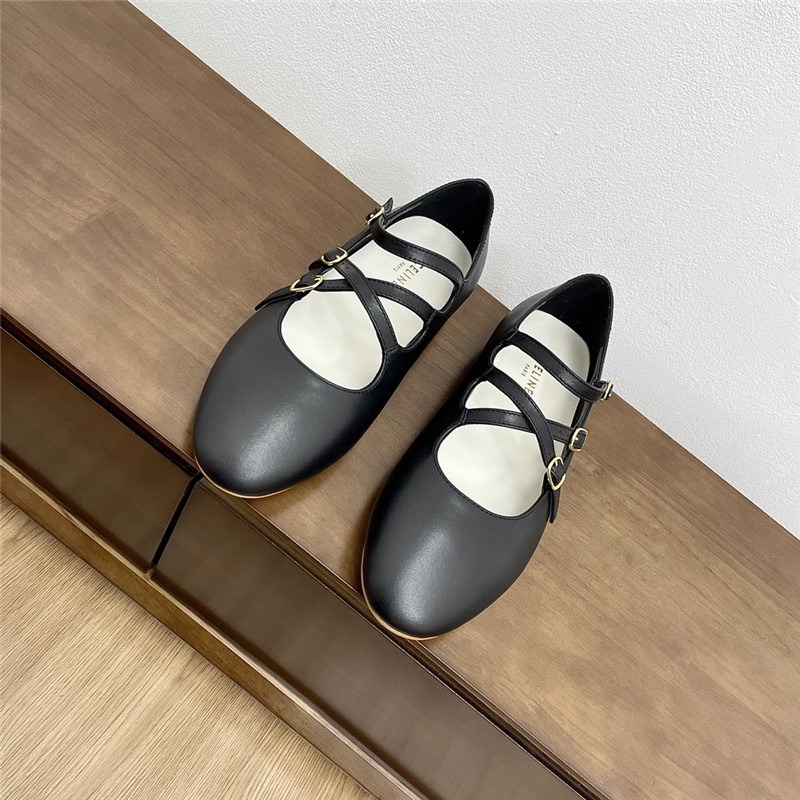 Ce1i*e criss-cross ballerinas black smooth leather