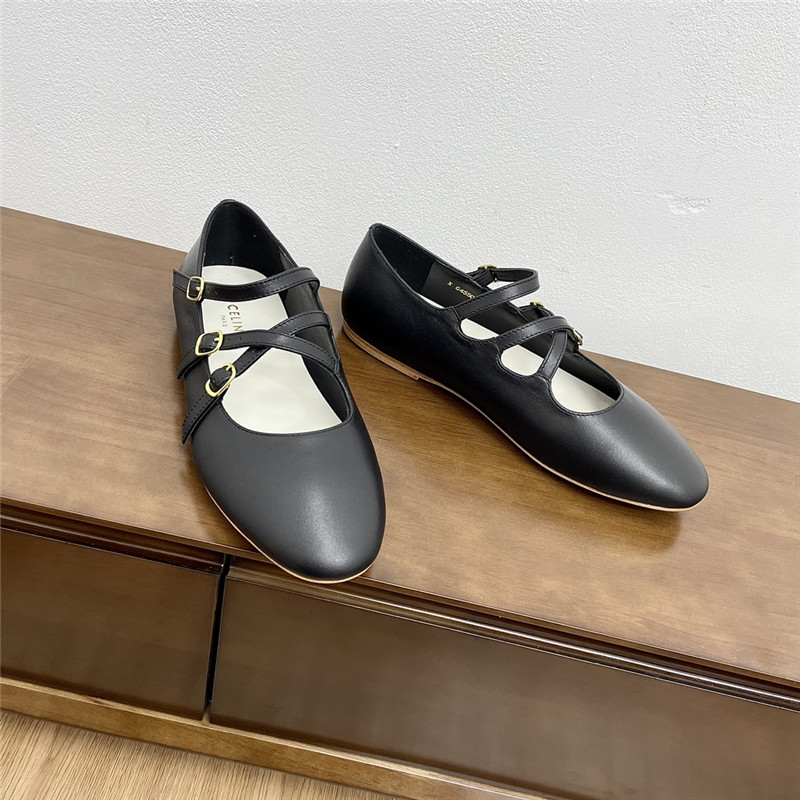 Ce1i*e criss-cross ballerinas black smooth leather