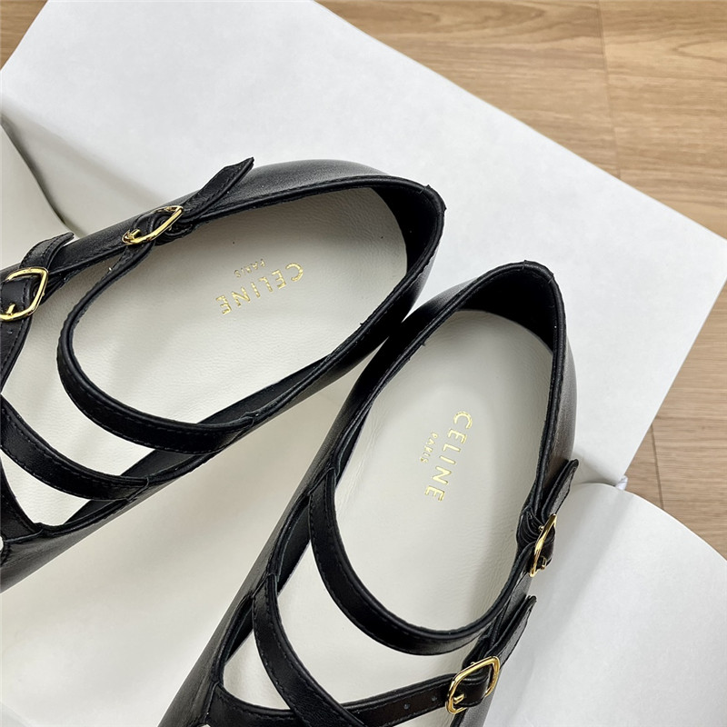 Ce1i*e criss-cross ballerinas black smooth leather