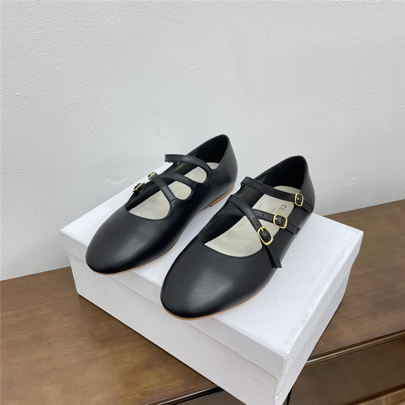 Ce1i*e criss-cross ballerinas black smooth leather