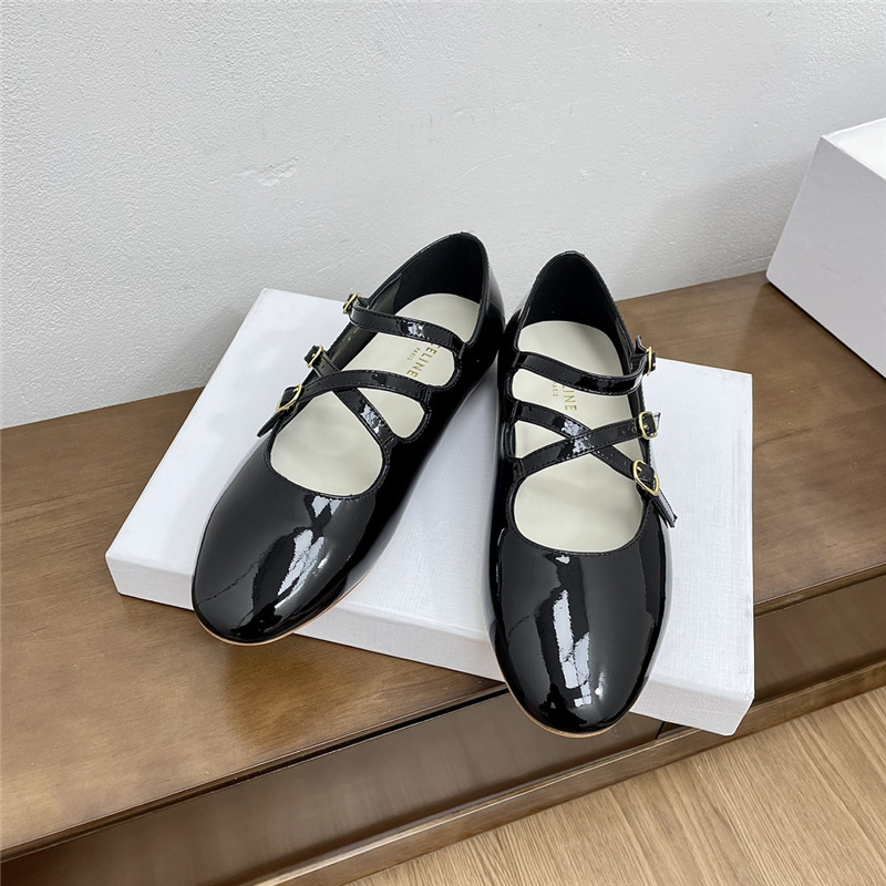 Ce1i*e criss-cross ballerinas black smooth leather