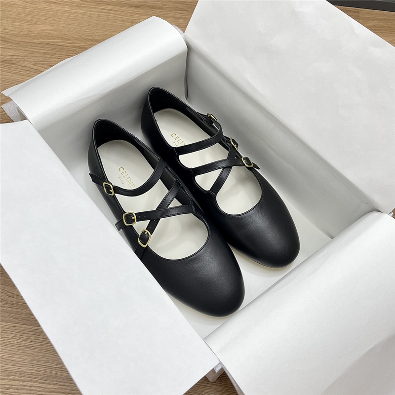 Ce1i*e criss-cross ballerinas black smooth leather