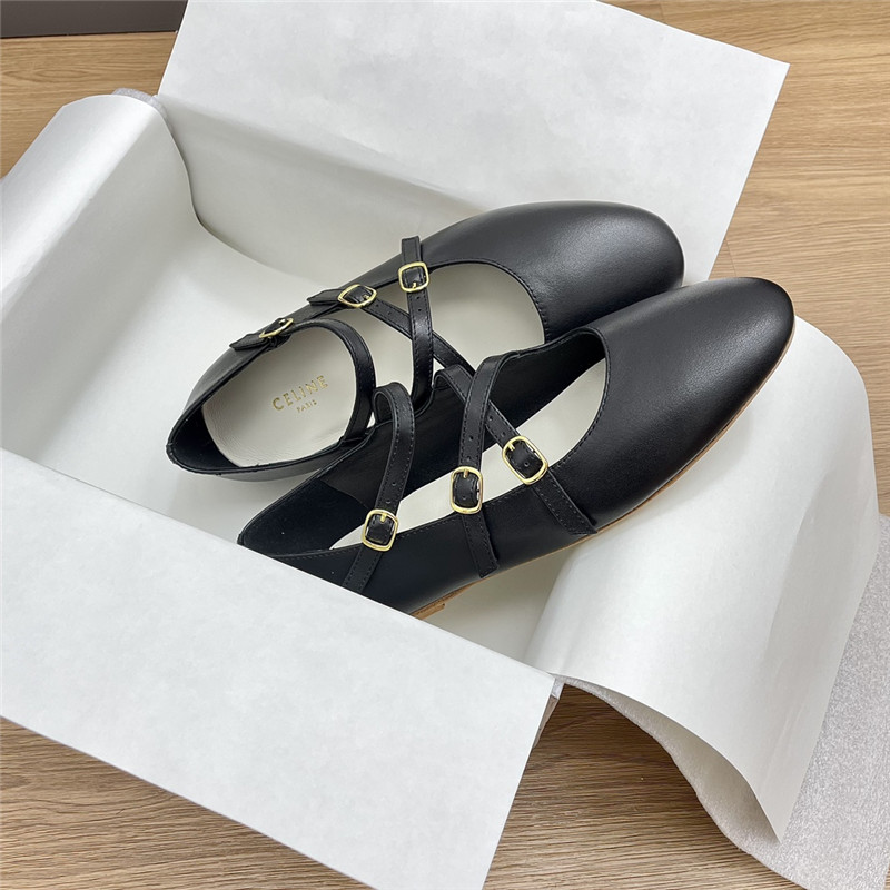 Ce1i*e criss-cross ballerinas black smooth leather