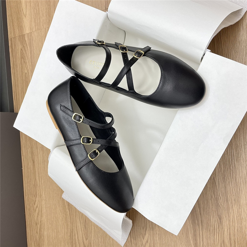 Ce1i*e criss-cross ballerinas black smooth leather