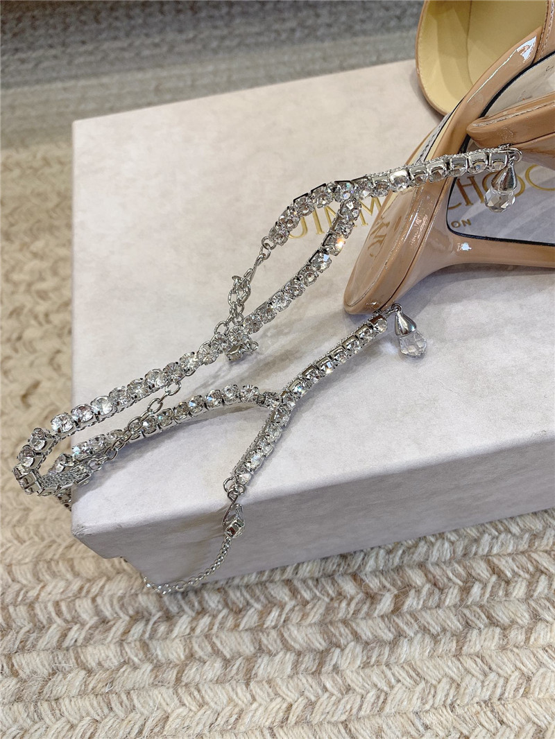 J1m*y Ch00 saeda sandal 100 nude patent with crystal