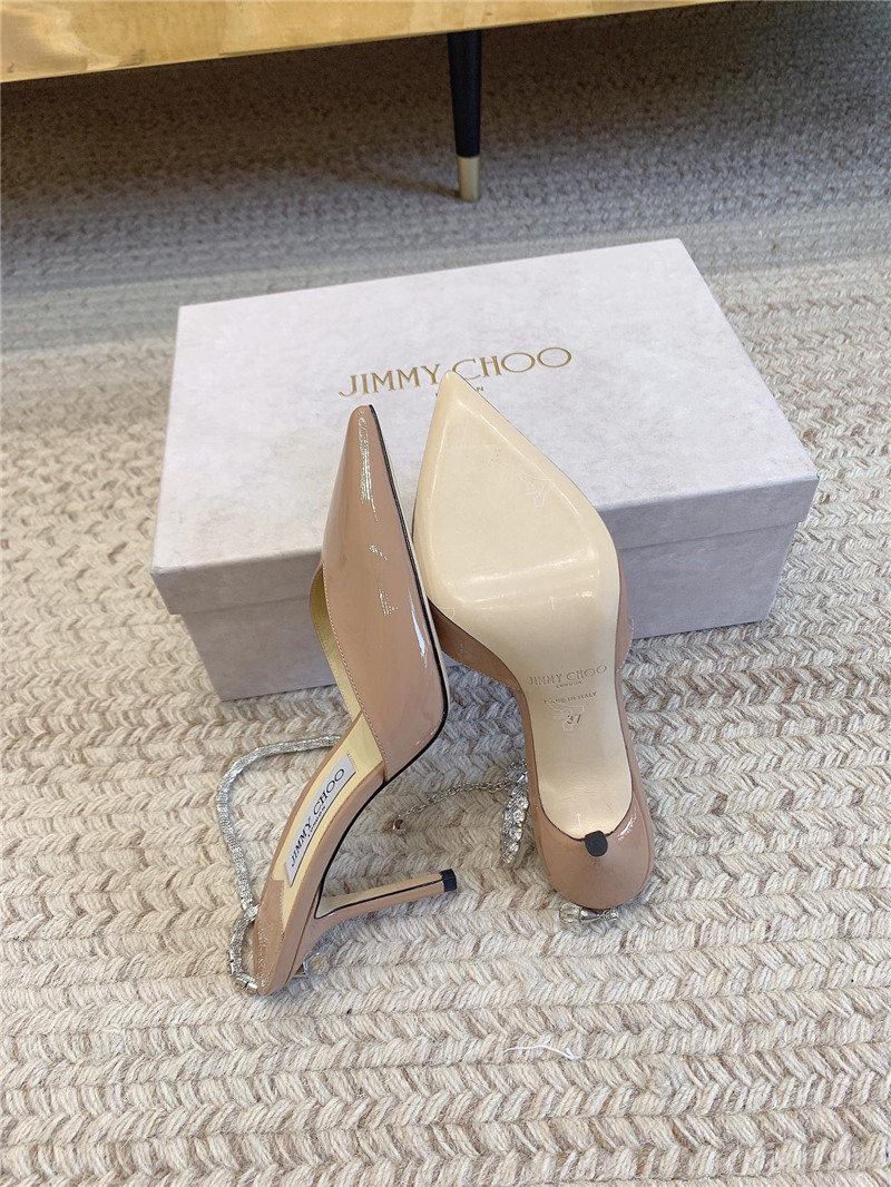 J1m*y Ch00 saeda sandal 100 nude patent with crystal
