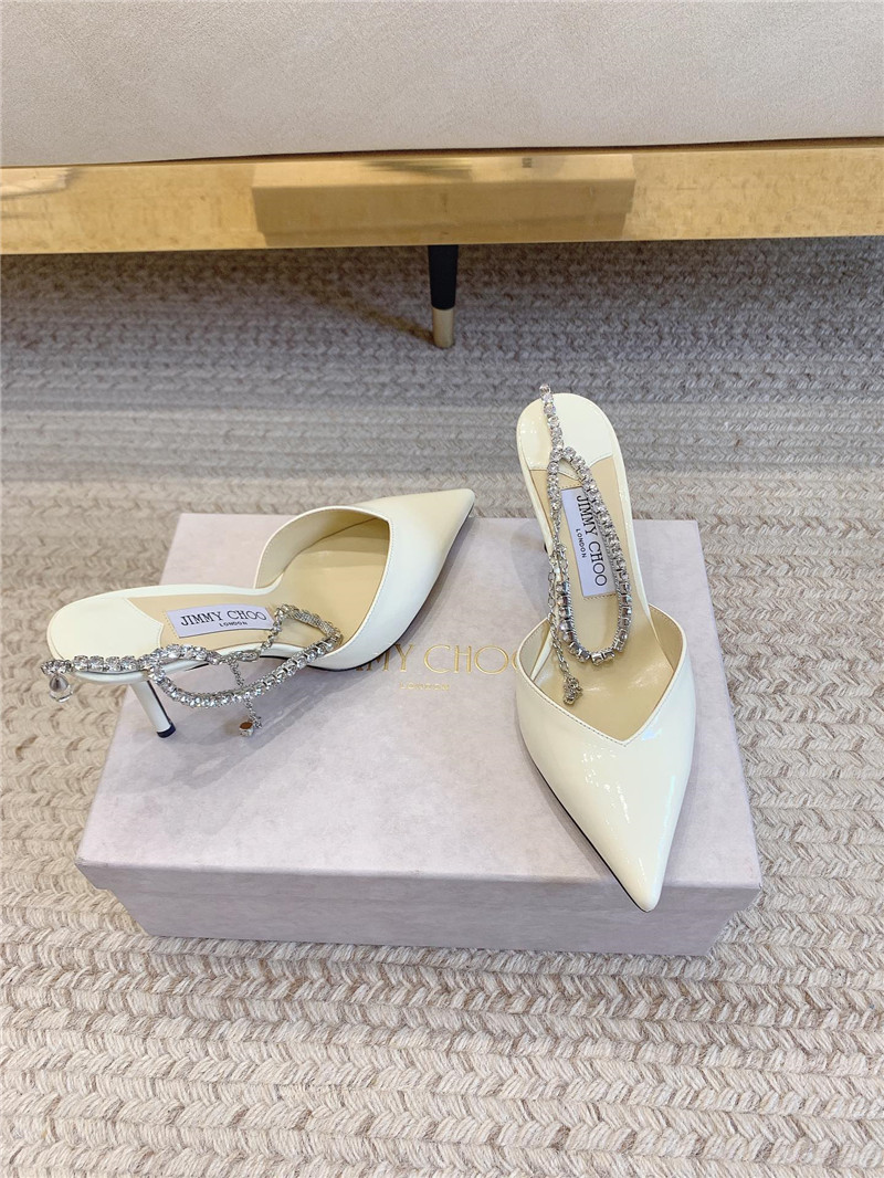 J1m*y Ch00 saeda sandal 100 ivory patent with crystal