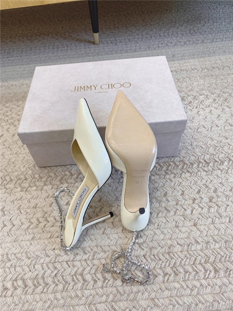 J1m*y Ch00 saeda sandal 100 ivory patent with crystal
