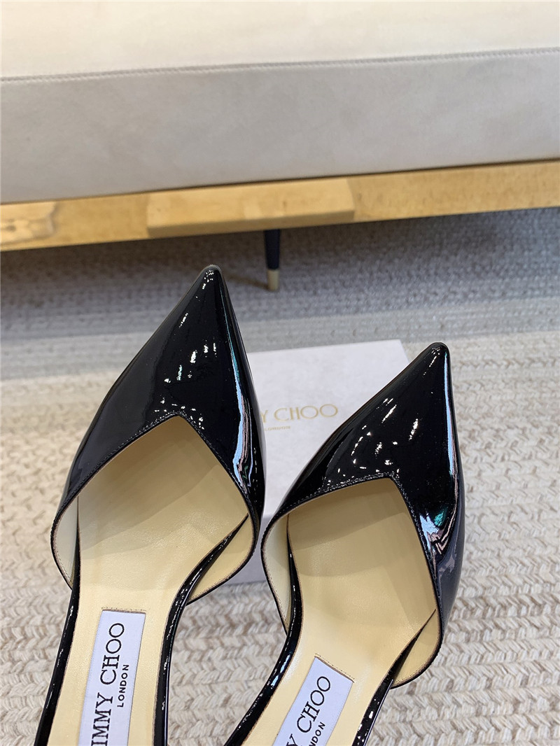 J1m*y Ch00 saeda sandal 100 black patent with crystal