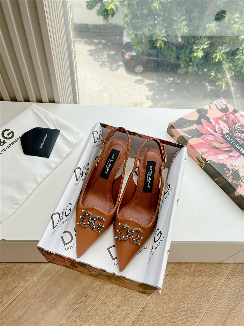 Dolce&Gabbana Brown Calfskin Slingbacks 60mm