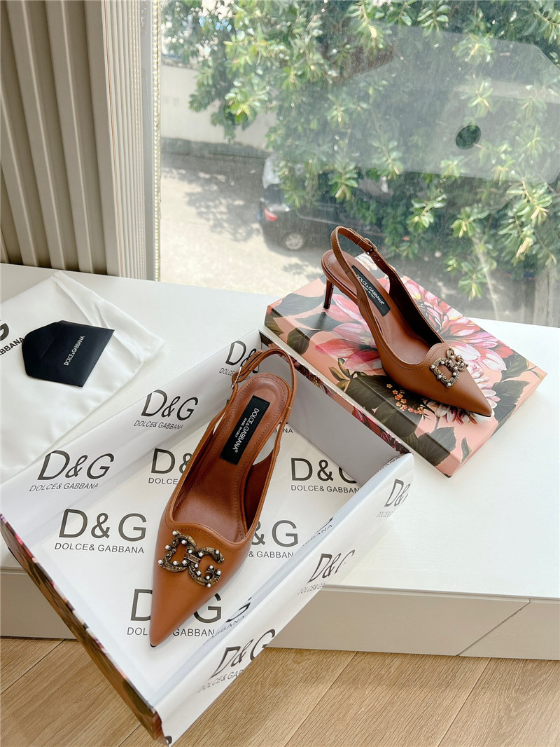 Dolce&Gabbana Brown Calfskin Slingbacks 60mm