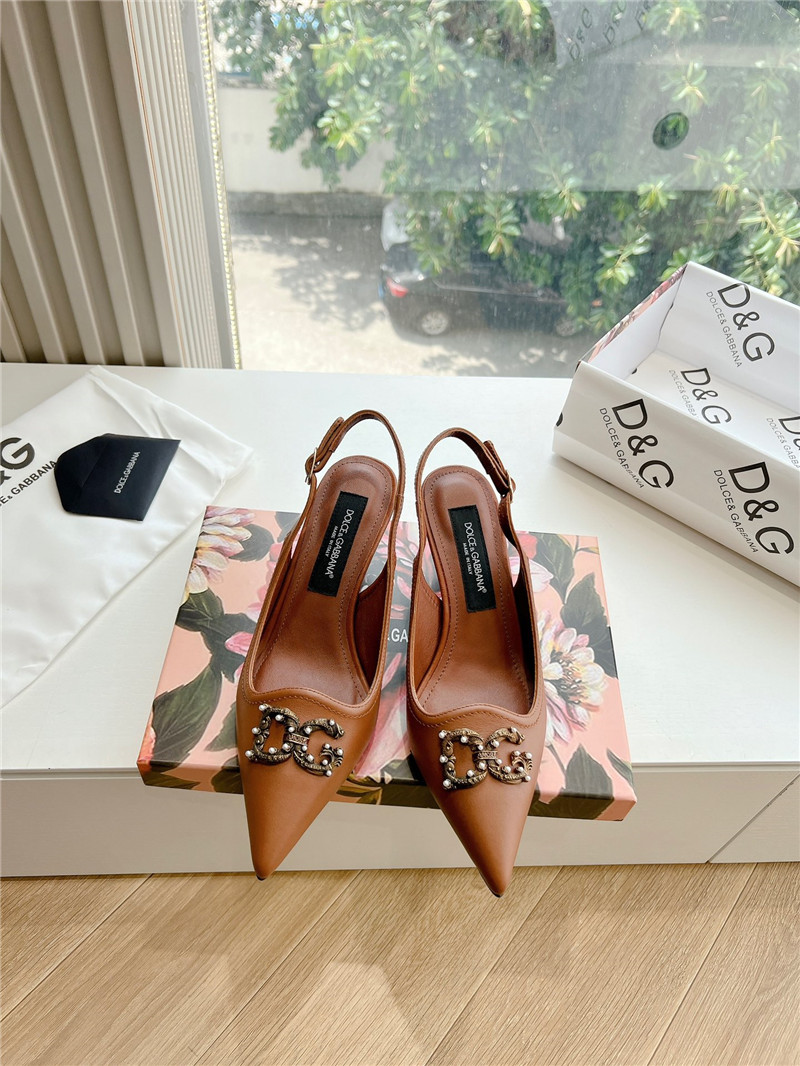 Dolce&Gabbana Brown Calfskin Slingbacks 60mm