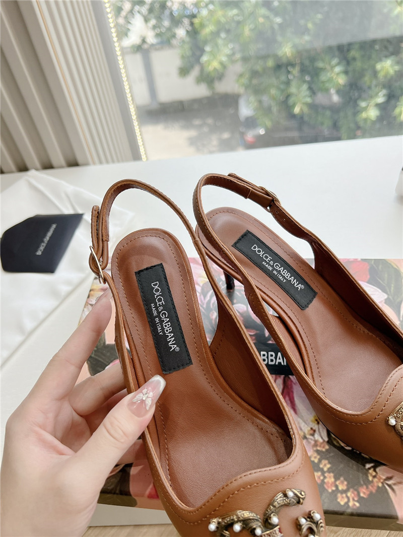 Dolce&Gabbana Brown Calfskin Slingbacks 60mm