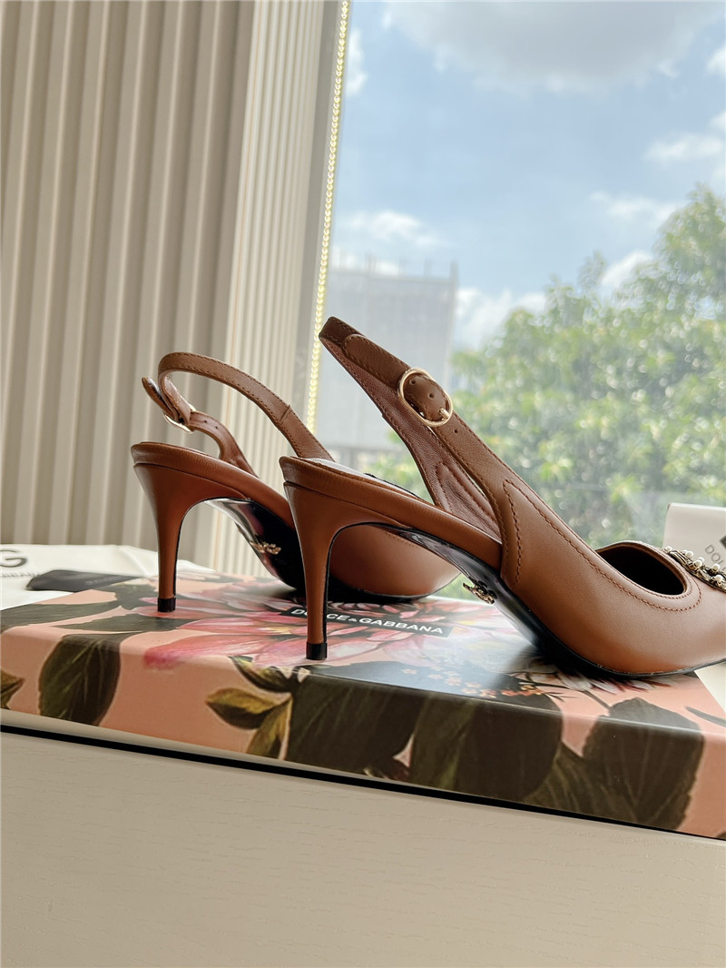 Dolce&Gabbana Brown Calfskin Slingbacks 60mm