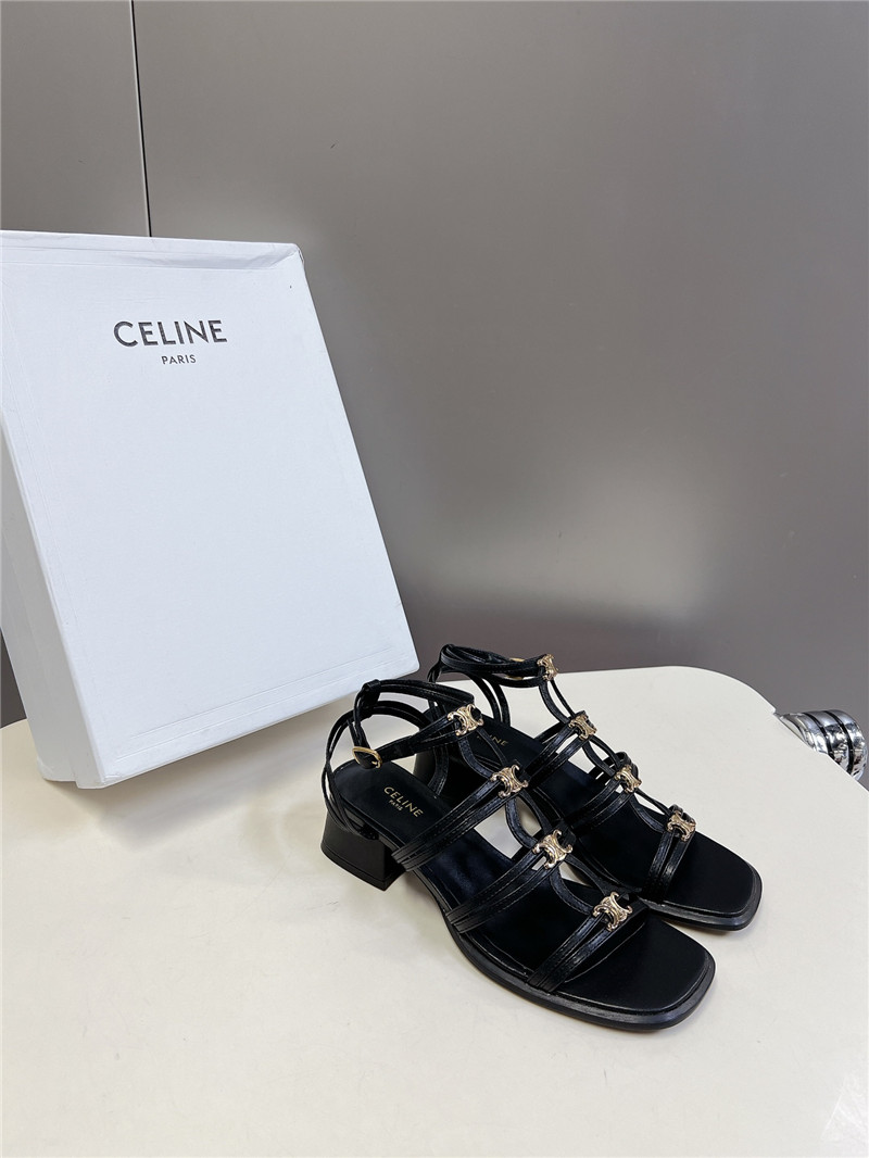 Ce1i*e clemence multi triomphe sandals in black lambskin