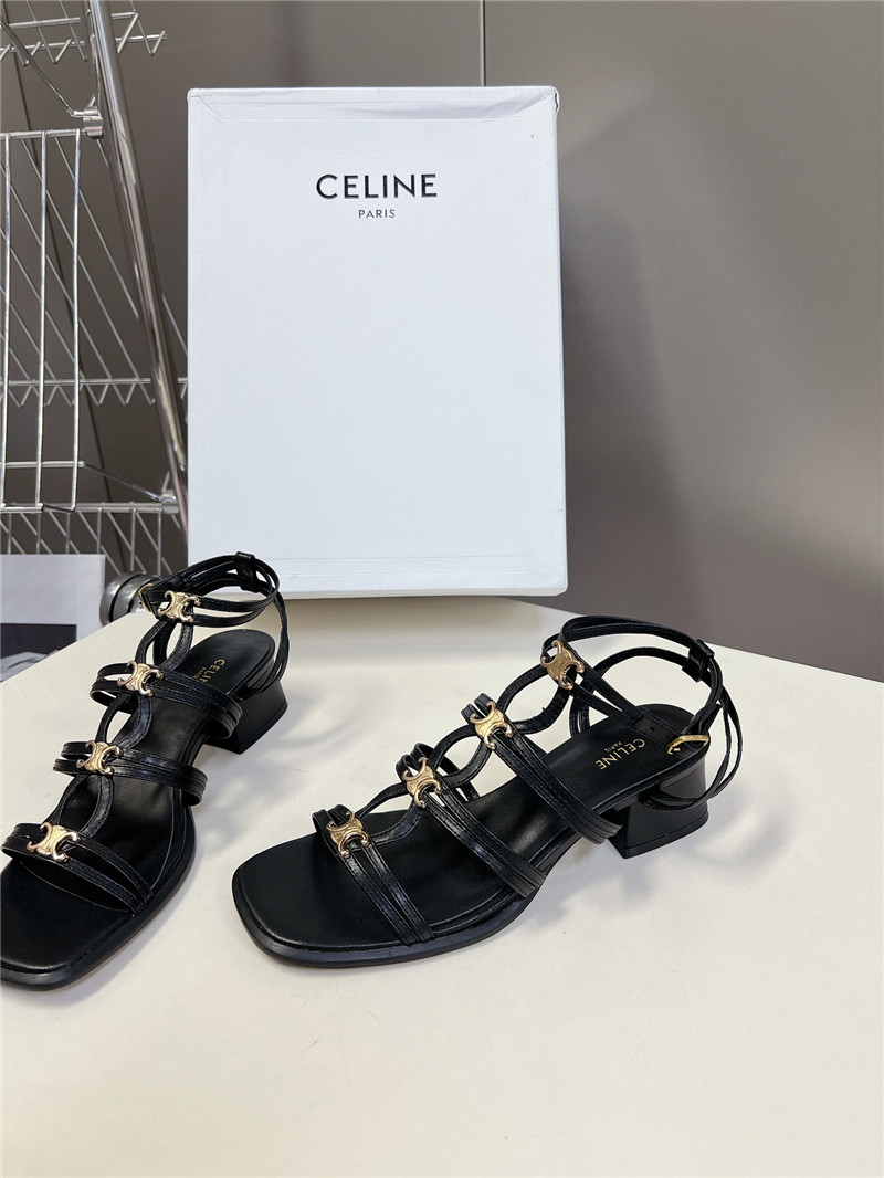 Ce1i*e clemence multi triomphe sandals in black lambskin