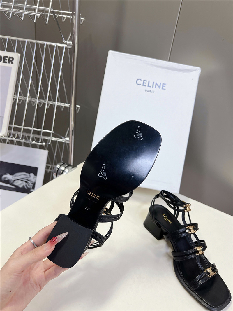 Ce1i*e clemence multi triomphe sandals in black lambskin