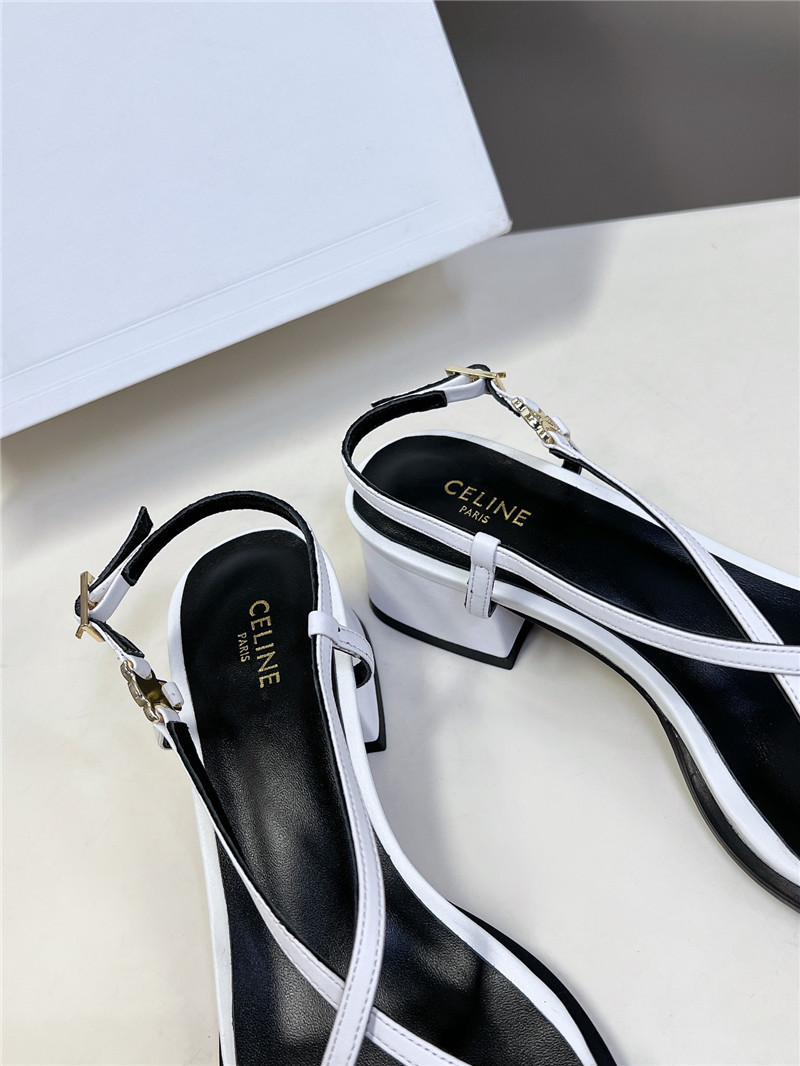 Ce1i*e cuir triomphe white lambskin flat sandals