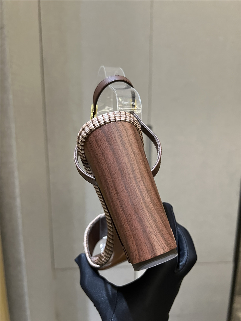 F**di delfina brown cotton fiber heel sandals