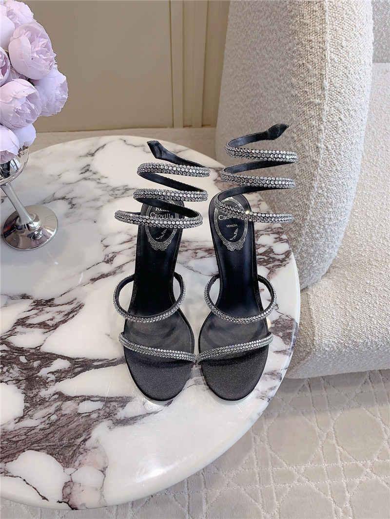 Rene Caovilla Jeweled Cleo Black Sandal 105