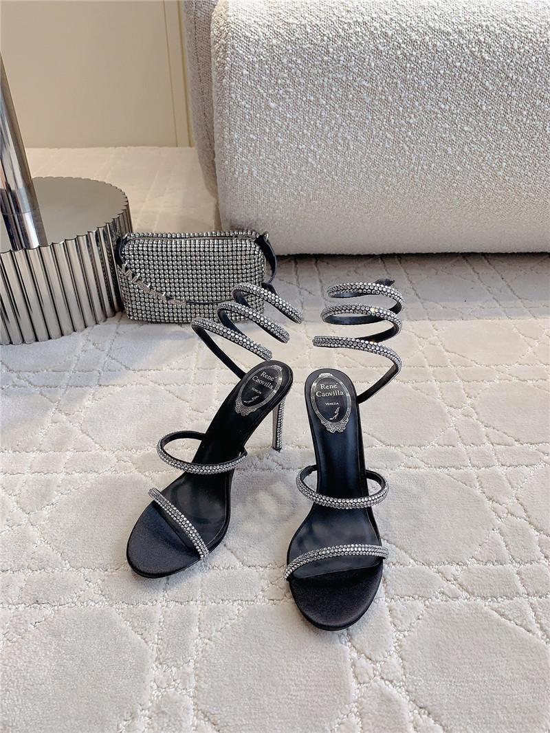 Rene Caovilla Jeweled Cleo Black Sandal 105