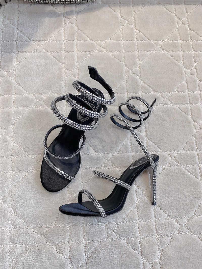 Rene Caovilla Jeweled Cleo Black Sandal 105