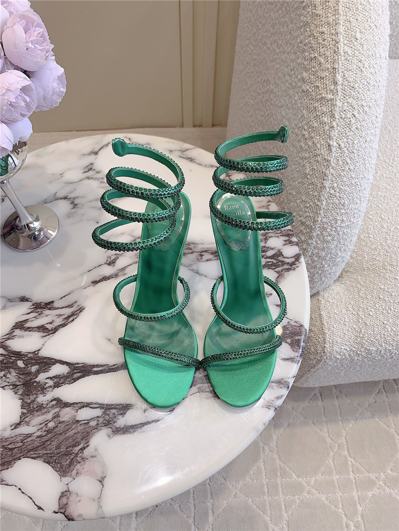 Rene Caovilla Jeweled Cleo Green Sandal 105