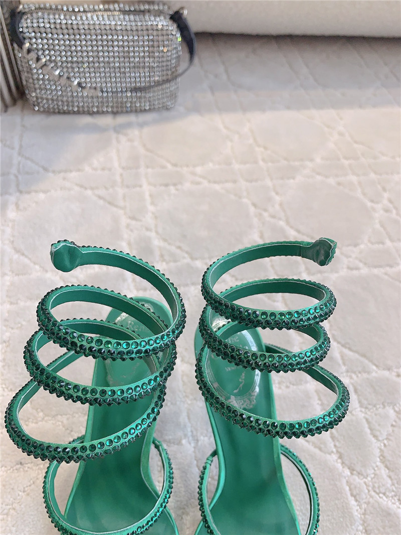 Rene Caovilla Jeweled Cleo Green Sandal 105