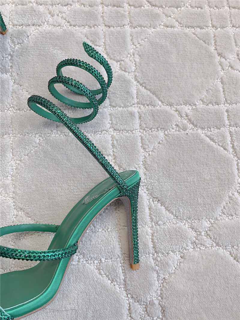 Rene Caovilla Jeweled Cleo Green Sandal 105