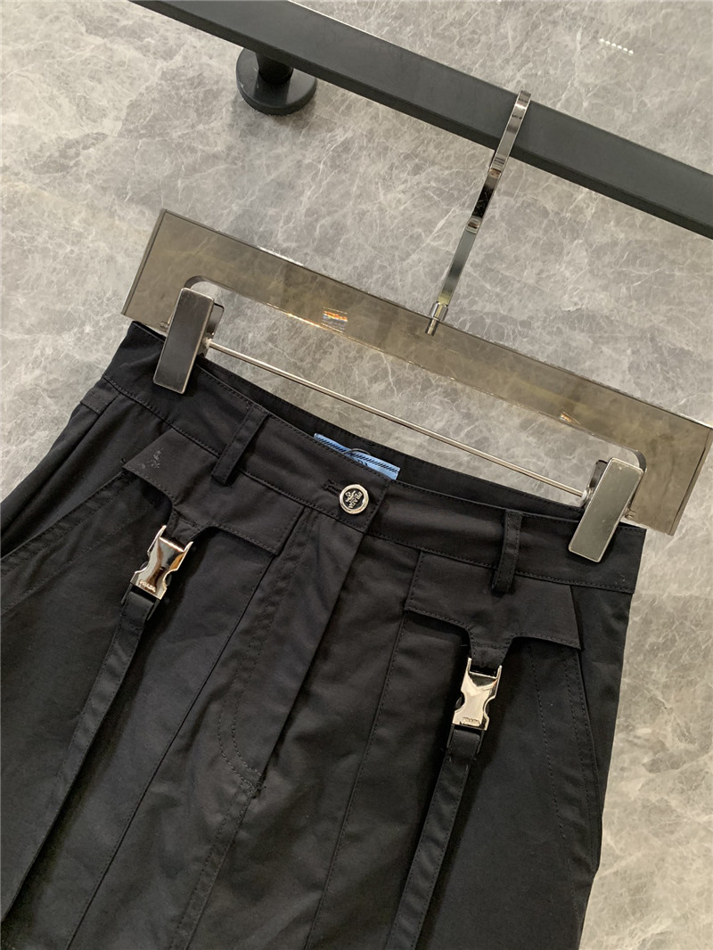 Pra*a metal buckle ribbon work skirt replicas clothes