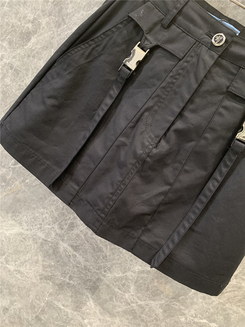 Pra*a metal buckle ribbon work skirt replicas clothes